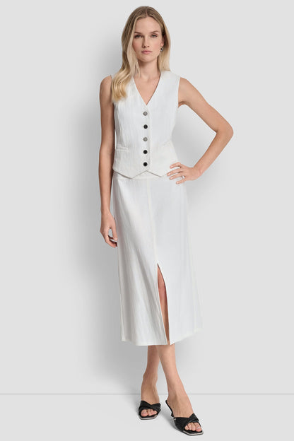 PIQUÉ BUTTON-FRONT VEST