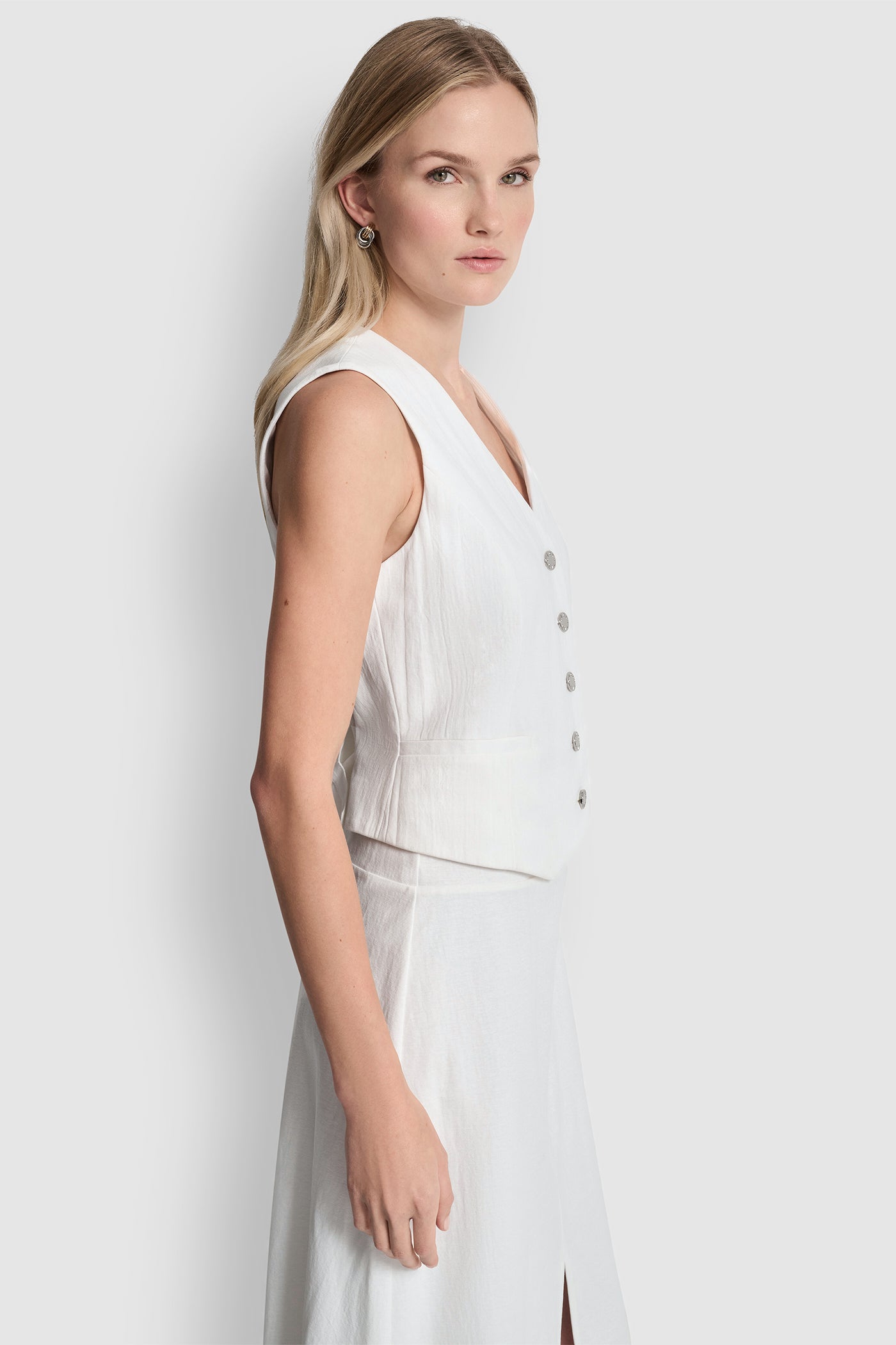 PIQUÉ BUTTON-FRONT VEST