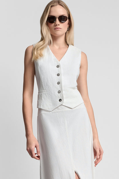 PIQUÉ BUTTON-FRONT VEST