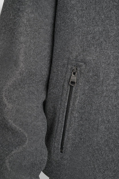 FAUX WOOL BOMBER WITH HOODED BIB